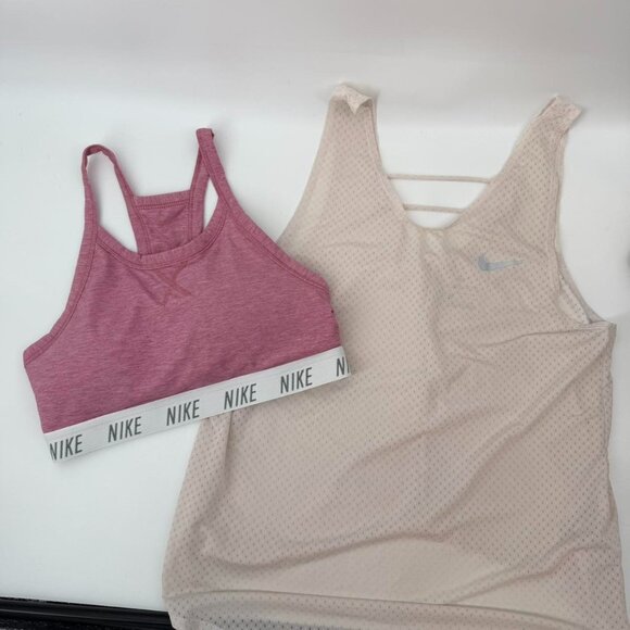 Nike Tops - Nike Dri-FIT Women’s Sports Padded Bra Tank Tops Set of 2 Size S Pink Beige